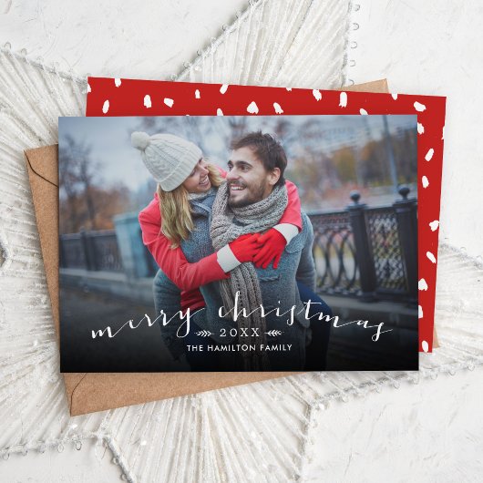 Bekledingsfoto voor Kerst Chic Script Feestdagenkaart