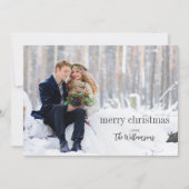 Bekledingsfoto voor Merry Kerstmis zwarte Script S Feestdagenkaart (Voorkant)