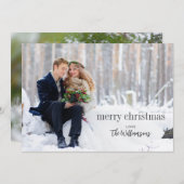 Bekledingsfoto voor Merry Kerstmis zwarte Script S Feestdagenkaart (Voorkant / Achterkant)