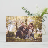 Bekledingsfoto voor Merry Kerstwit handschrift Feestdagenkaart (Staand voorkant)