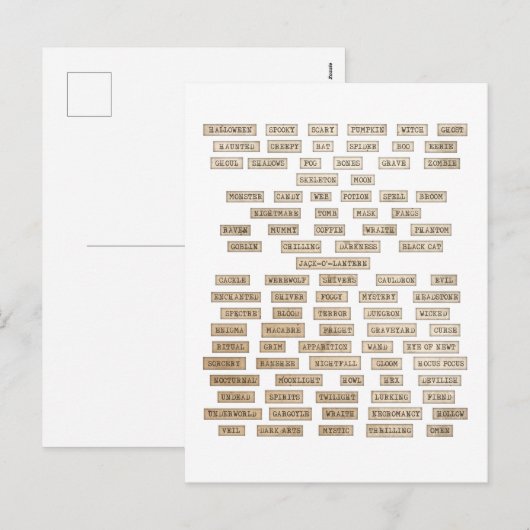  beklijvende woorden Halloween vakantie Briefkaart (Voorkant / Achterkant)