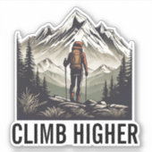 Beklim Hoger Bergwandelaar Waterdicht Sticker (Voorkant)