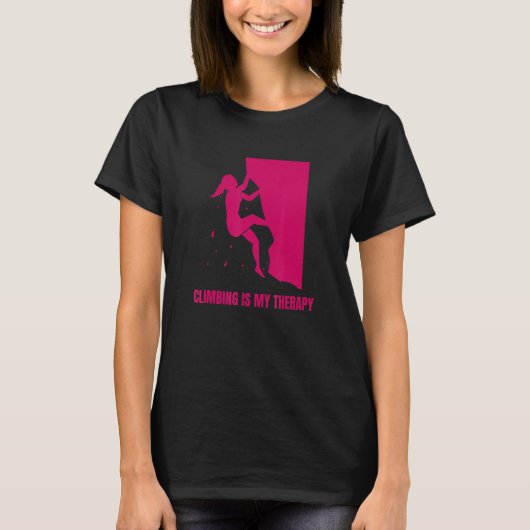 Beklimmen is mijn therapy Rock klim Boulderer T-shirt (Voorkant)