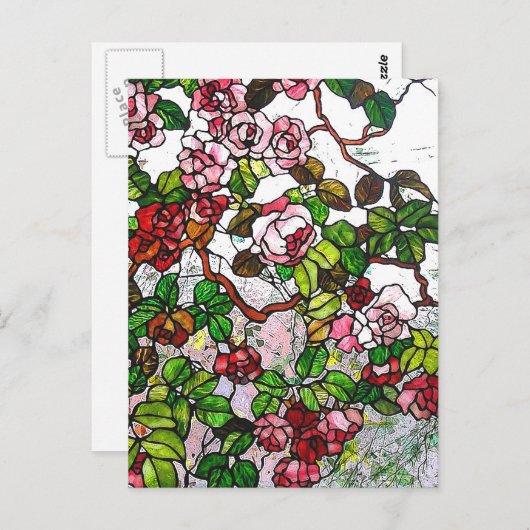 Beklimmend Rozen - gebrandschilderd glas Briefkaart (Voorkant / Achterkant)