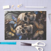 Beklimming van zielen, vlinders & gotische schedel tissuepapier (Craft)