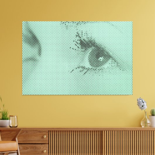 Beknopt overzicht van Vrouw met Halftone Effect in Canvas Afdruk (Insitu (Woonkamer))