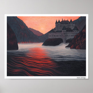 BEKOORLIJKE FINECUNST 'FRANS KASTEEL AAN HET WATER POSTER