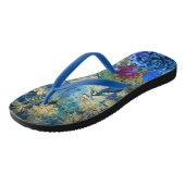 Bekroond Pauw Blauw en Paarse Bloemen Teenslippers (Schuin)
