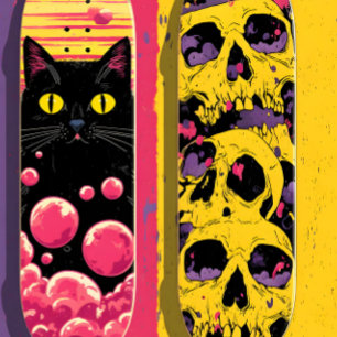Bekroond skateboard Paarse wolken op geel