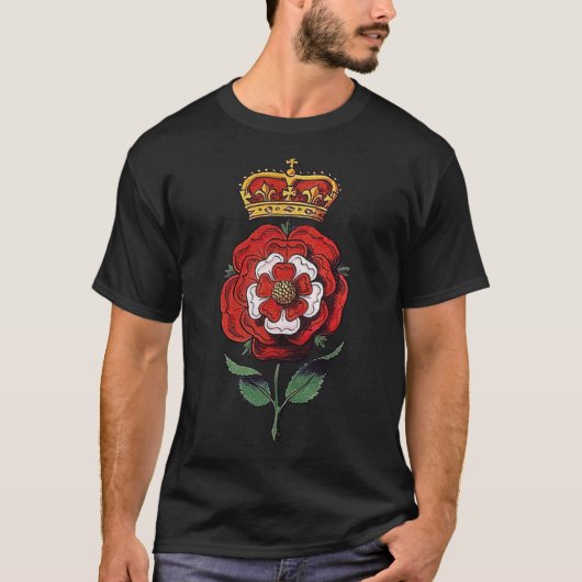 Bekroond Tudor Roos Rood en Wit T-shirt (Voorkant)