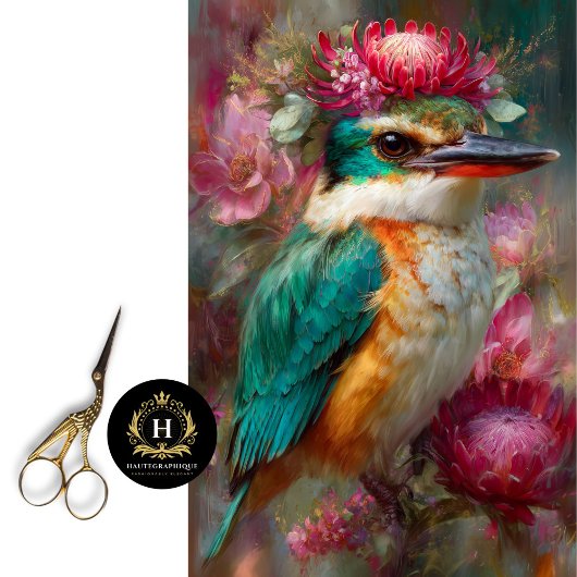 Bekroonde Australische Kingfisher Wildflower Decou Tissuepapier