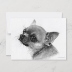 Bekroonde Chihuahua houtskool tekening Briefkaart