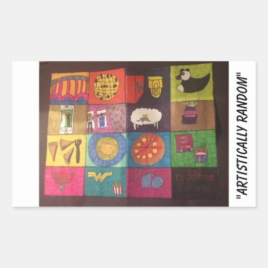 Bekroonde collage panel rechthoek sticker (Voorkant)