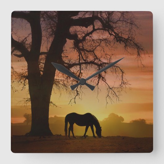 Bekroonde Paarden Afbeelding-klok Vierkante Klok (Voorkant)