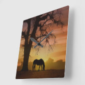 Bekroonde Paarden Afbeelding-klok Vierkante Klok (Hoek)