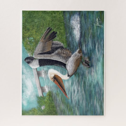 Bekroonde Pelican Art Legpuzzel (Verticaal)