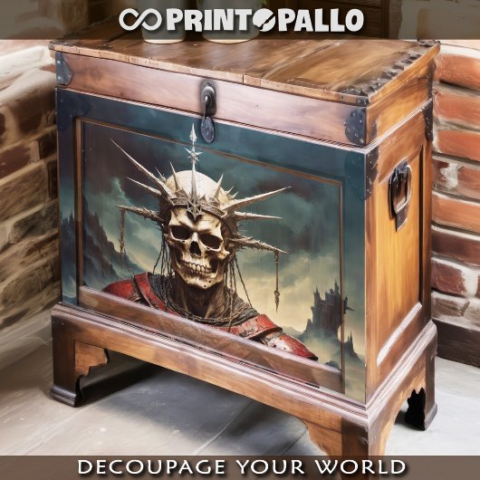 Bekroonde schedel in harnas - tissuepapier