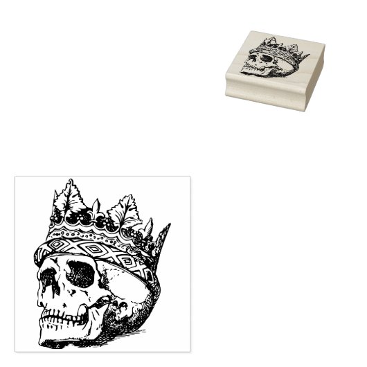 Bekroonde schedel koning rubberstempel (Gestempeld)
