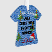 Bekroonde versiering van de "Ugly KerstSweater Awa Ornament (voorkant)