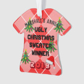 Bekroonde versiering van de "Ugly KerstSweater Awa Ornament (voorkant)