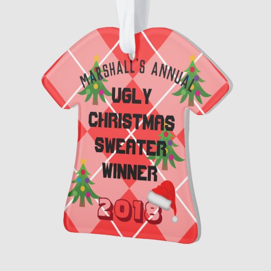 Bekroonde versiering van de "Ugly KerstSweater Awa Ornament (voorkant)