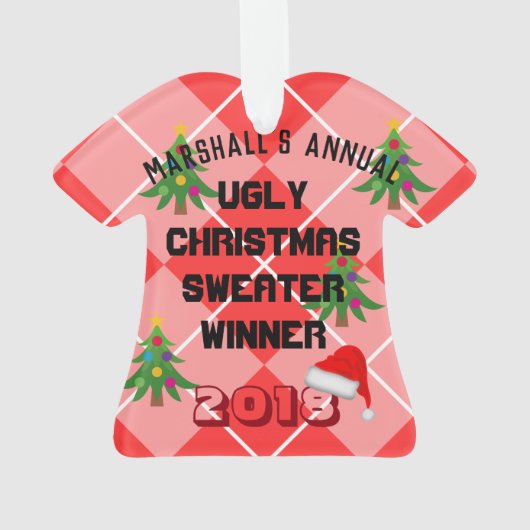 Bekroonde versiering van de "Ugly KerstSweater Awa Ornament (achterkant)