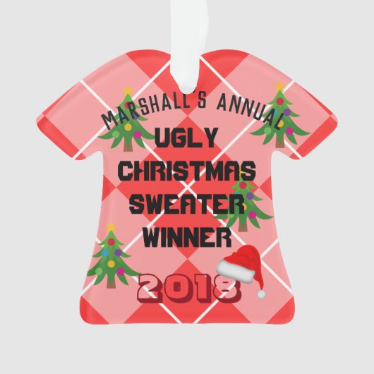 Bekroonde versiering van de "Ugly KerstSweater Awa Ornament (voorkant)