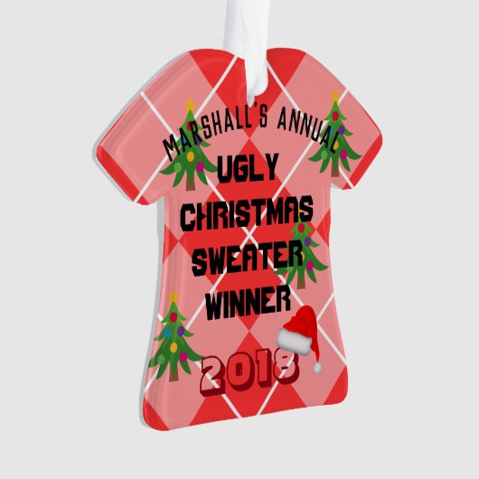 Bekroonde versiering van de "Ugly KerstSweater Awa Ornament (voorkant)