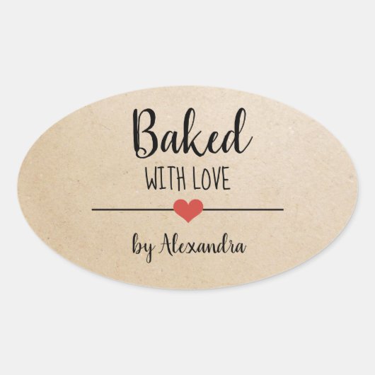 Bekt met liefde Kraft naam Ovale Sticker (Voorkant)