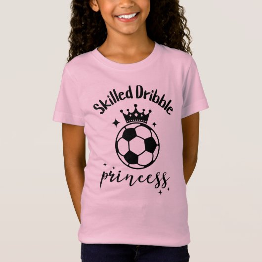 Bekwame Dribble Princess Voetbal Meisje Schattige T-shirt (Voorkant)