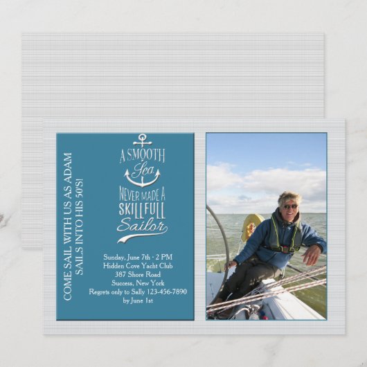 Bekwame Sailor foto uitnodiging (Voorkant / Achterkant)
