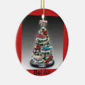 Bel Air kerstboom op een cirkelversiering Keramisch Ornament (Rechts)
