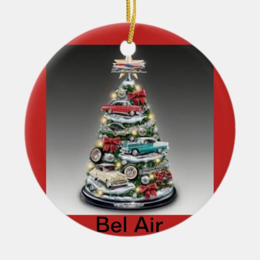 Bel Air kerstboom op een cirkelversiering Keramisch Ornament (Voorkant)