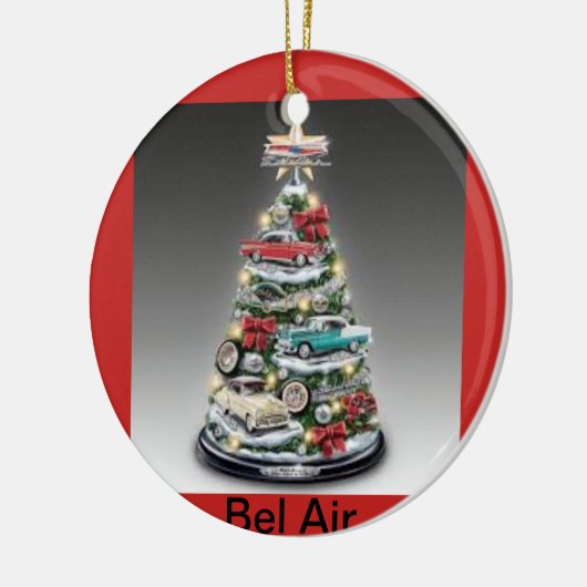 Bel Air kerstboom op een cirkelversiering Keramisch Ornament (Links)