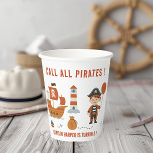 Bel alle Piraten Verjaardag Papieren Cup roodpir Bekers