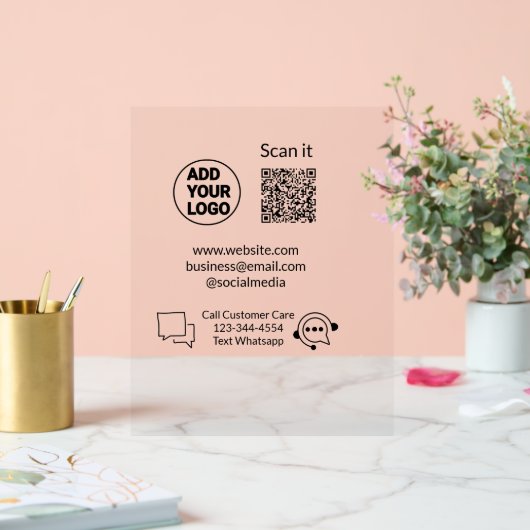 Bel de klantenservice tekst whatsapp Q R code busi Acryl Bord (Huwelijk)