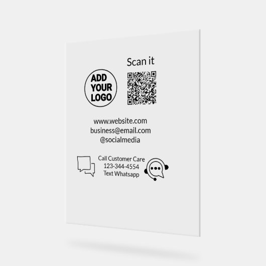 Bel de klantenservice tekst whatsapp Q R code busi Acryl Bord (Hoek)