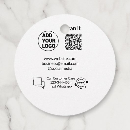 Bel de klantenservice tekst whatsapp Q R code busi Bedankjes Labels (Achterkant)