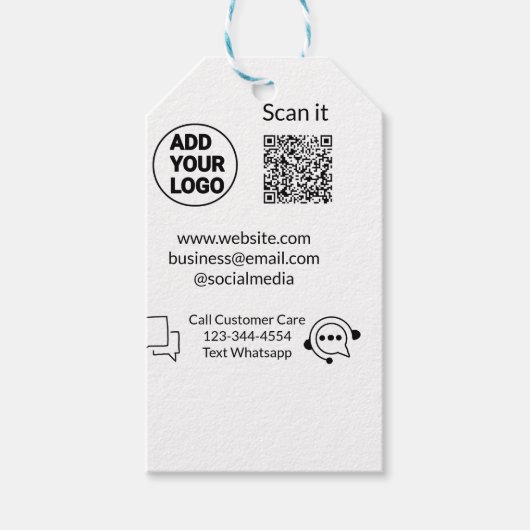 Bel de klantenservice tekst whatsapp Q R code busi Cadeaulabel (Voorkant)