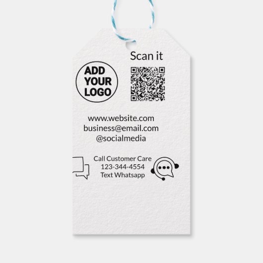 Bel de klantenservice tekst whatsapp Q R code busi Cadeaulabel (Achterkant)