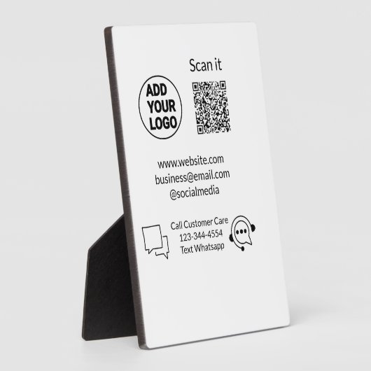 Bel de klantenservice tekst whatsapp Q R code busi Fotoplaat (Zijkant)