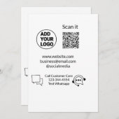 Bel de klantenservice tekst whatsapp Q R code busi Kaart (Voorkant / Achterkant)