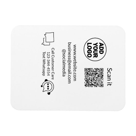 Bel de klantenservice tekst whatsapp Q R code busi Magneet (Horizontaal)