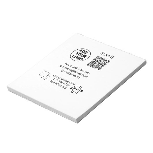 Bel de klantenservice tekst whatsapp Q R code busi Notitieblok (Linkerzijde)