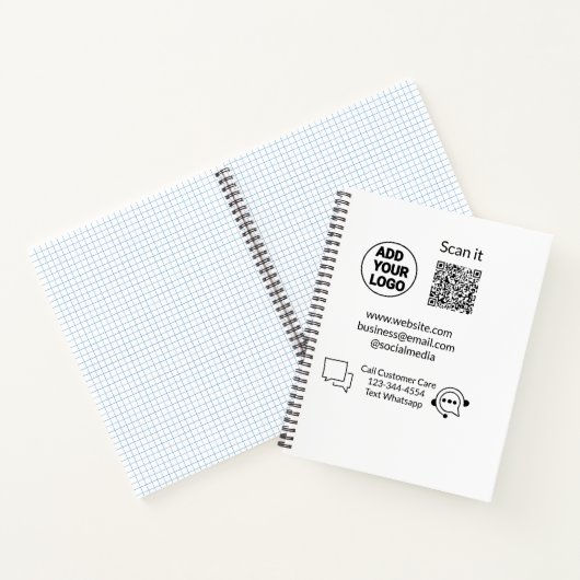 Bel de klantenservice tekst whatsapp Q R code busi Notitieboek (Binnen)