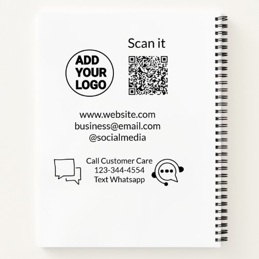 Bel de klantenservice tekst whatsapp Q R code busi Notitieboek (Achterkant)
