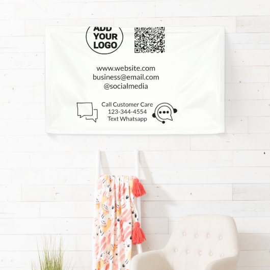 Bel de klantenservice tekst whatsapp Q R code busi Spandoek (Insitu)