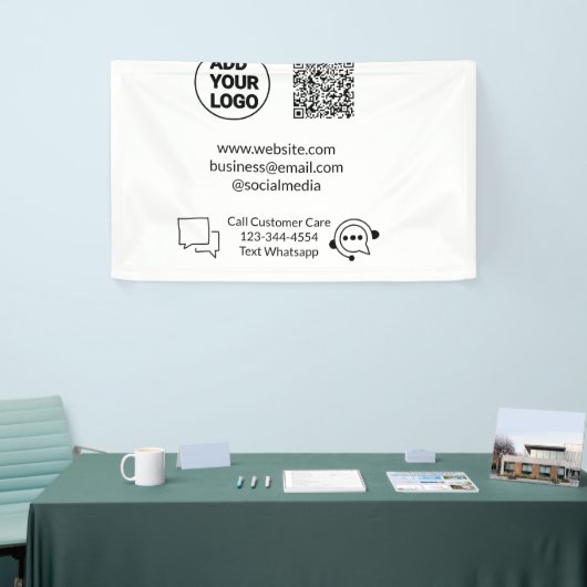 Bel de klantenservice tekst whatsapp Q R code busi Spandoek (Beurs)