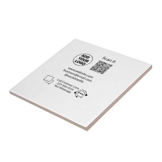 Bel de klantenservice tekst whatsapp Q R code busi Tegeltje (Zijkant)