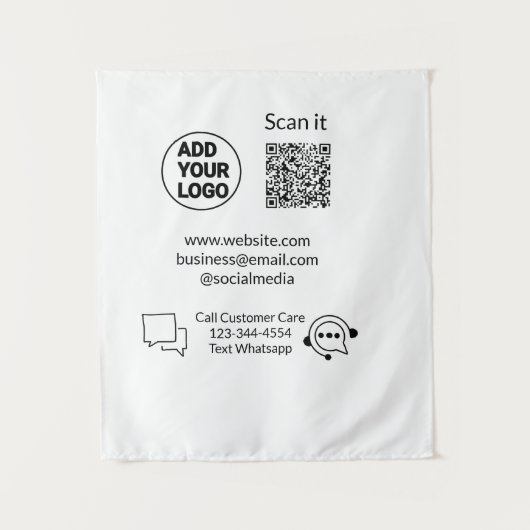 Bel de klantenservice tekst whatsapp Q R code busi Wandkleed (Voorkant)